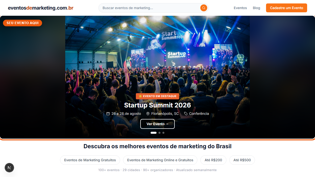 Print do site mostrando: Carrossel principal da home